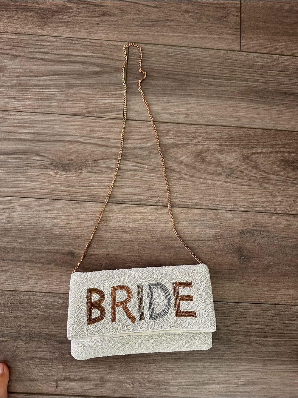 Beaded 'BRIDE' Ivory Clutch